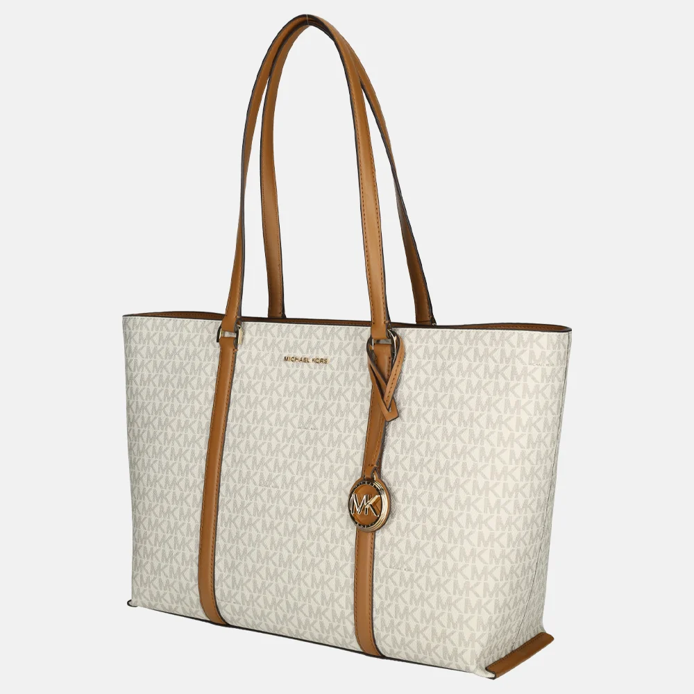 Michael Kors Temple shopper vanille/acorn bij Duifhuizen