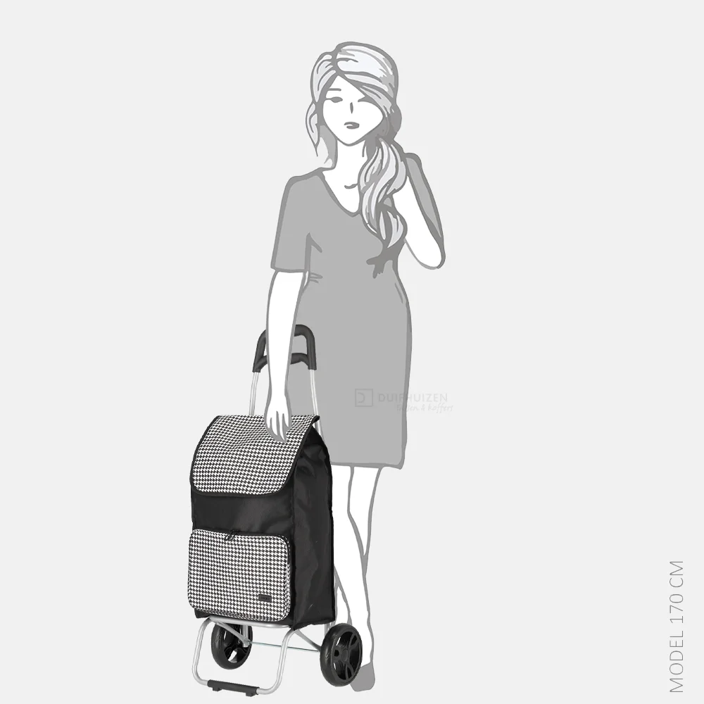 Travelite Paklite boodschappentrolley black bird printing bij Duifhuizen