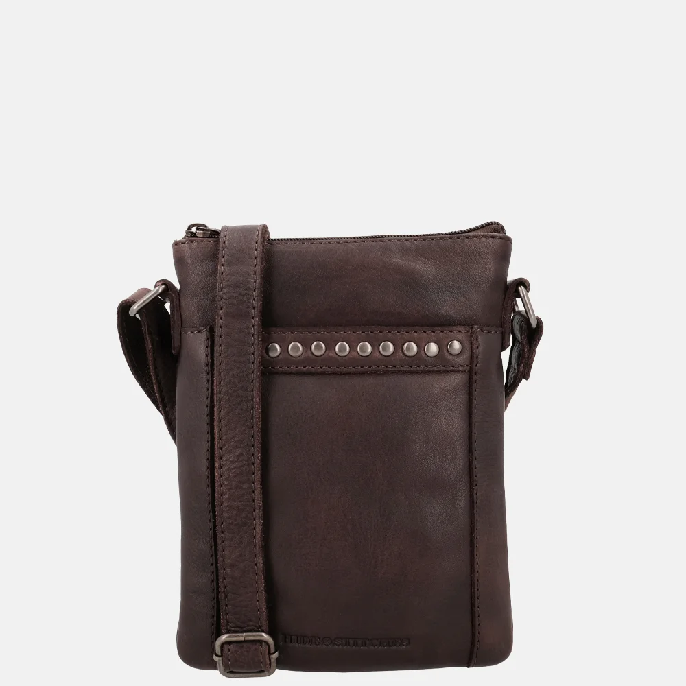 Hide & Stitches Redwood telefoontas studs donkerbruin