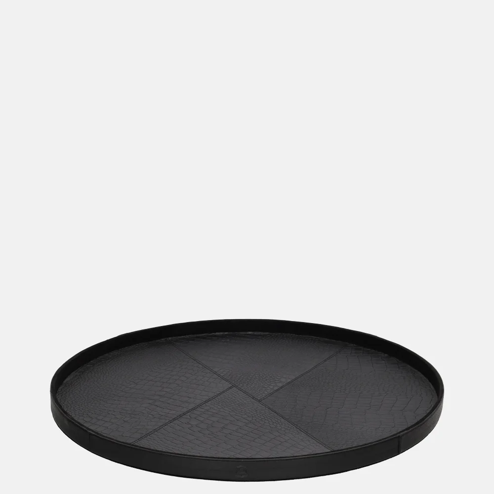 Chamada leren dienblad rond croco L black