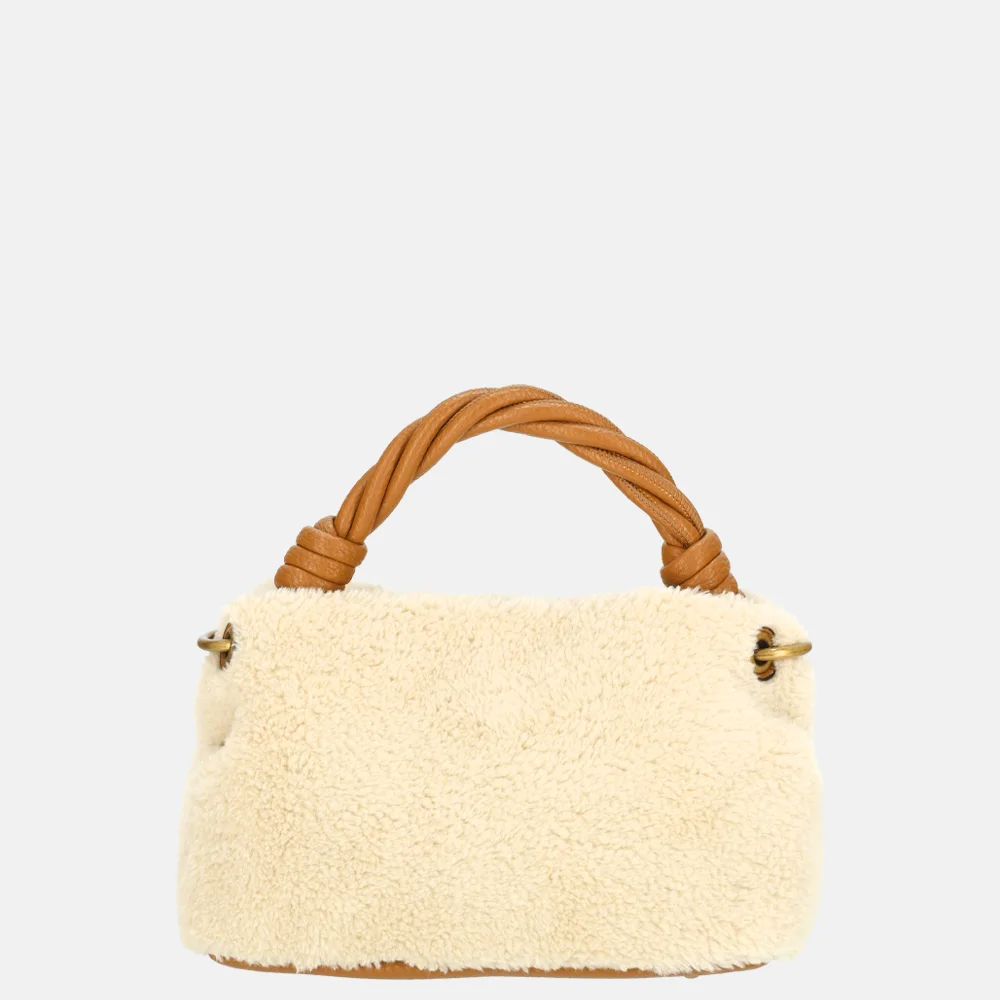 Guess Shaida top handle crossbody tas natural/cognac bij Duifhuizen