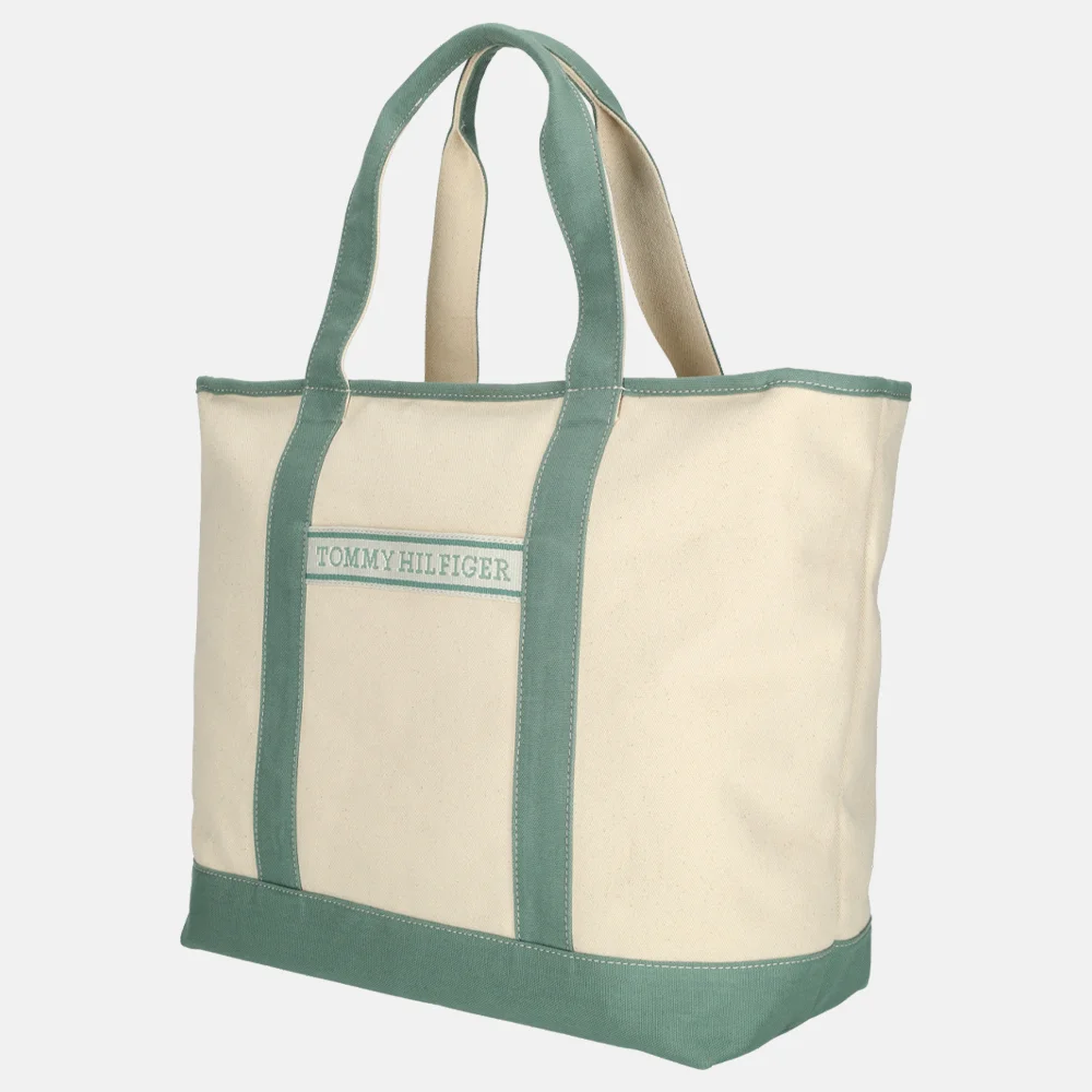 Tommy Hilfiger canvas tote shopper green bij Duifhuizen