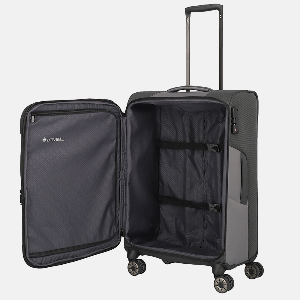 Travelite Viia koffer 67 cm anthracite bij Duifhuizen