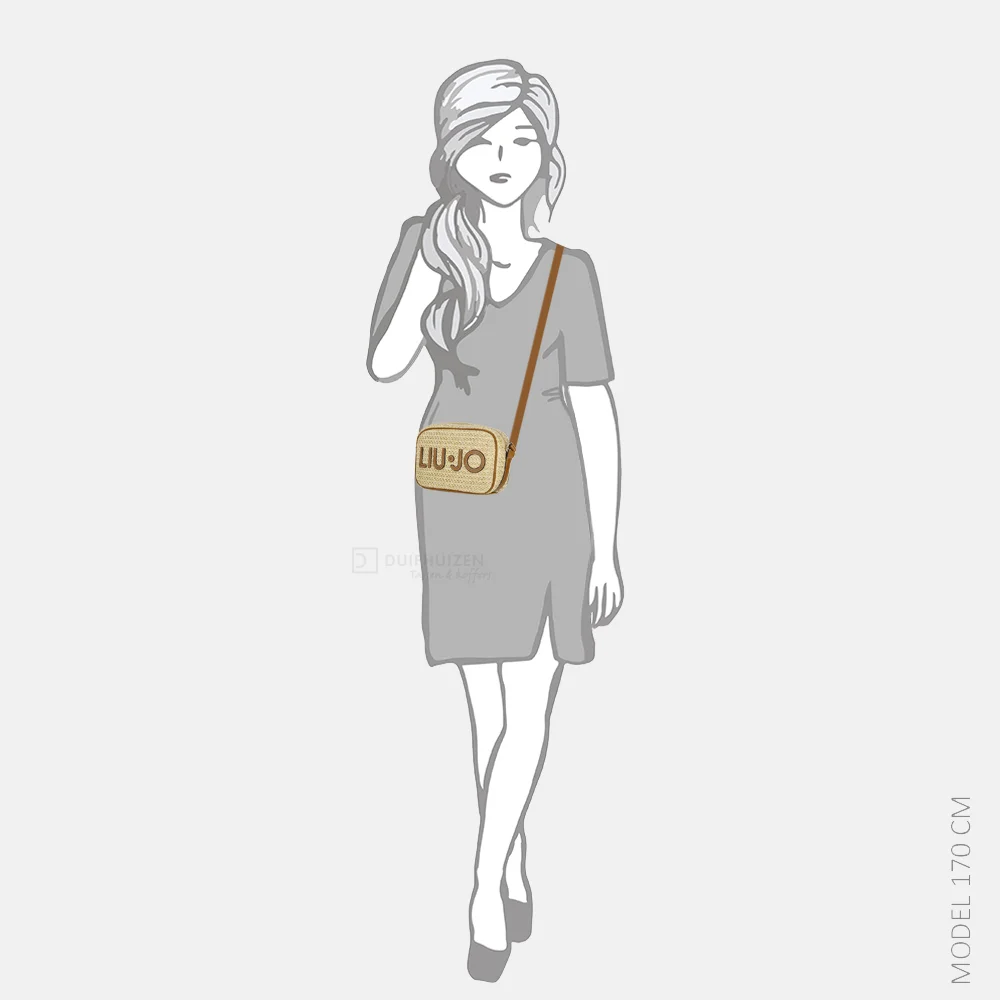 Liu Jo camera case logo crossbody tas M naturale bij Duifhuizen