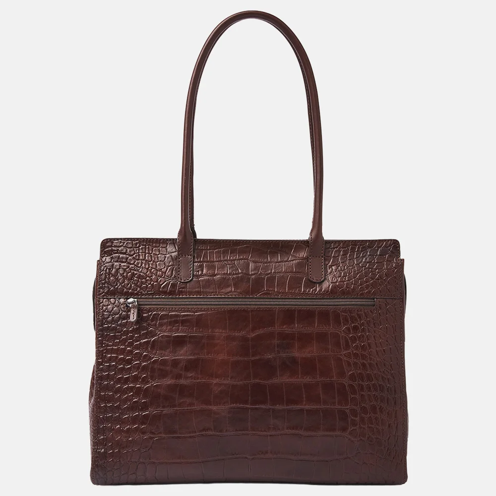 Castelijn en Beerens Tess laptoptas 15.6 inch croco mocca bij Duifhuizen