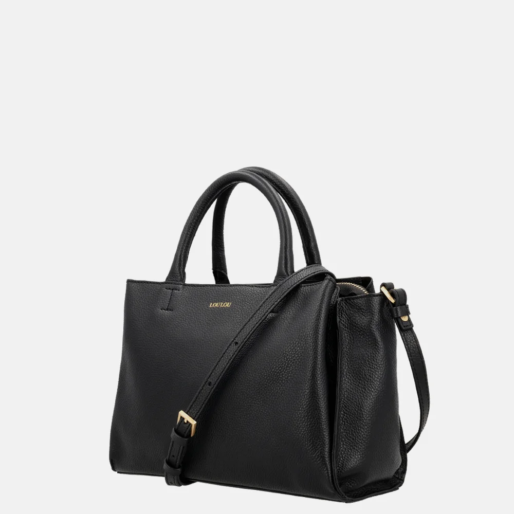Loulou Essentiels Vera handtas M black bij Duifhuizen
