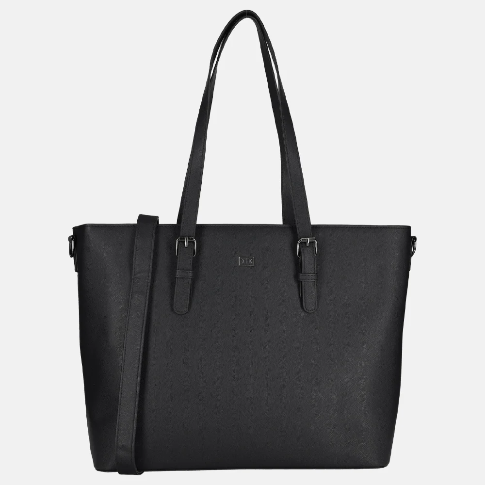 Duifhuizen Saffiano shopper met laptopvak L zwart