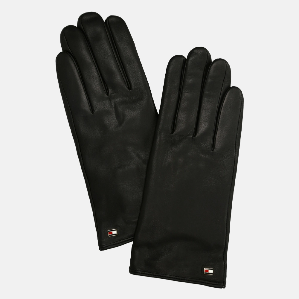 Tommy Hilfiger Essential Flag leather handschoenen black bij Duifhuizen