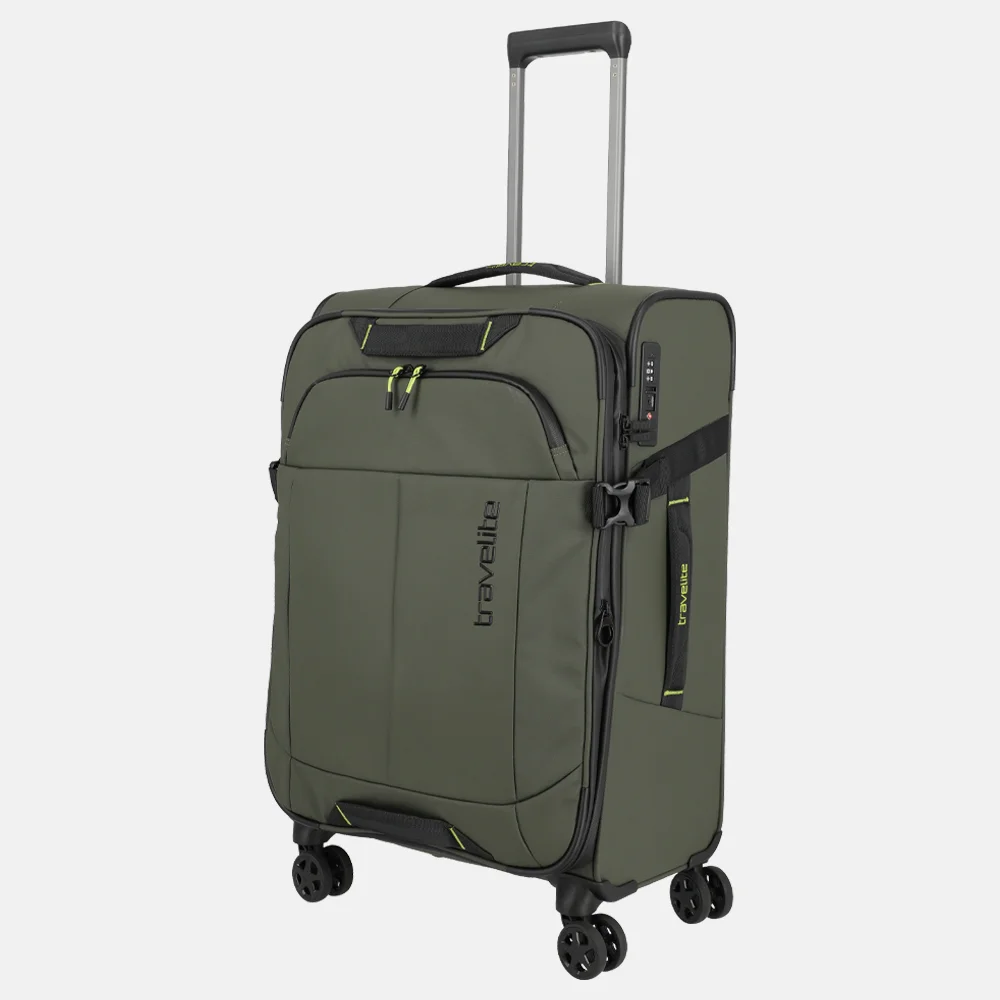 Travelite Briize koffer 67 cm M expandable khaki bij Duifhuizen