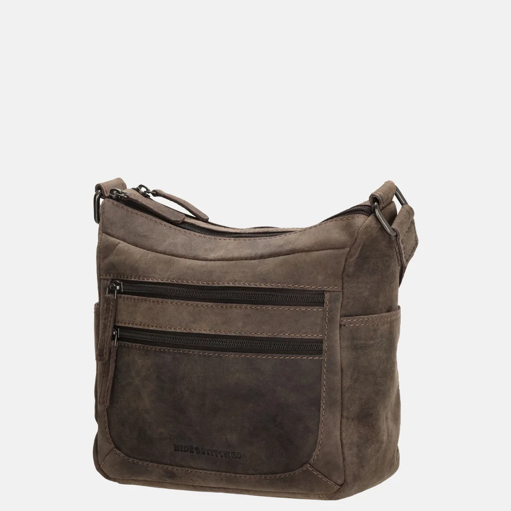 Hide & Stitches crossbody tas donkerbruin bij Duifhuizen