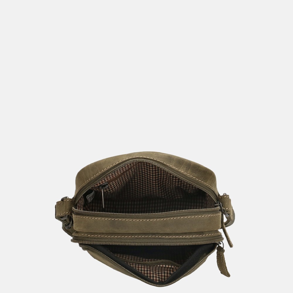 Hide & Stitches Idaho crossbody tas olive green bij Duifhuizen
