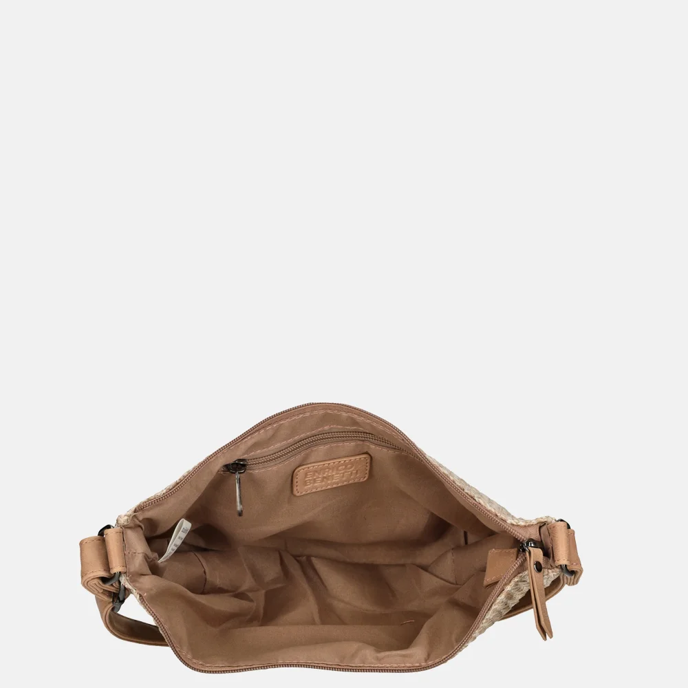 Enrico Benetti Raffia Banana crossbody tas misty rose bij Duifhuizen