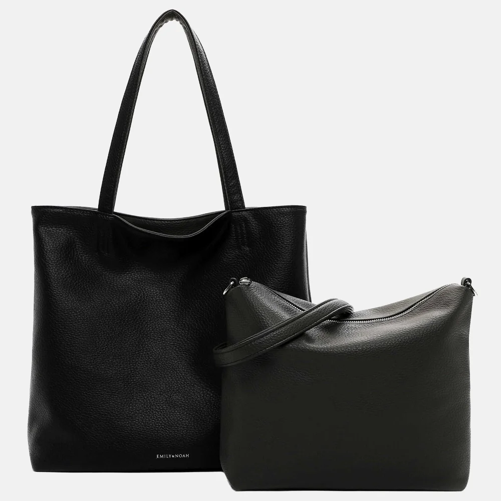 Emily & Noah Eva bag-in-bag shopper reversible grey/black bij Duifhuizen