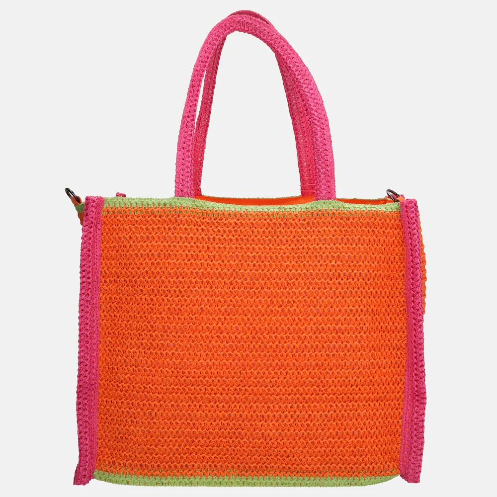 Zebra Trends Moana strandtas riet colorblock orange bij Duifhuizen