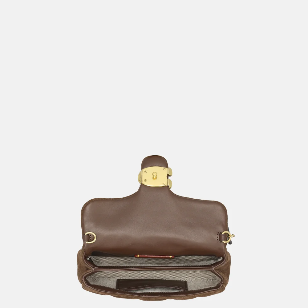 Coach Tabby Quilted schoudertas suede 20' dark chocolat bij Duifhuizen