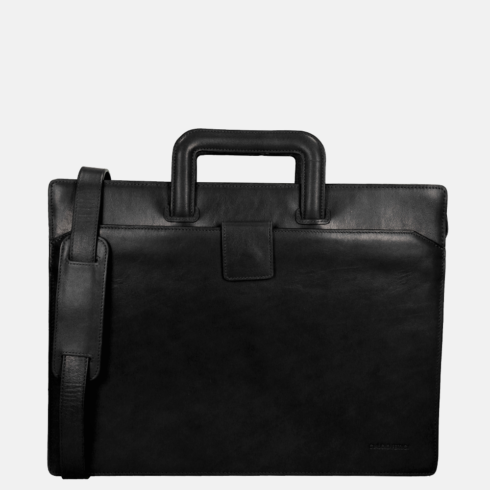 Claudio Ferrici Classico laptoptas 15.6 inch M black bij Duifhuizen