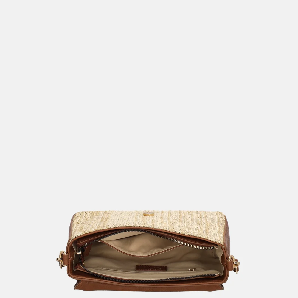 Charm London Hillingdon crossbody tas beige/cognac bij Duifhuizen