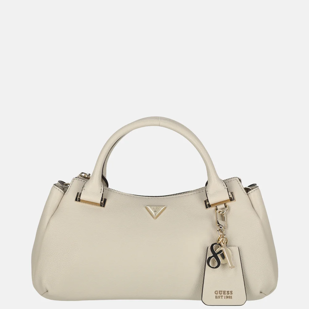Guess Evie triple comp satchel handtas light taupe bij Duifhuizen