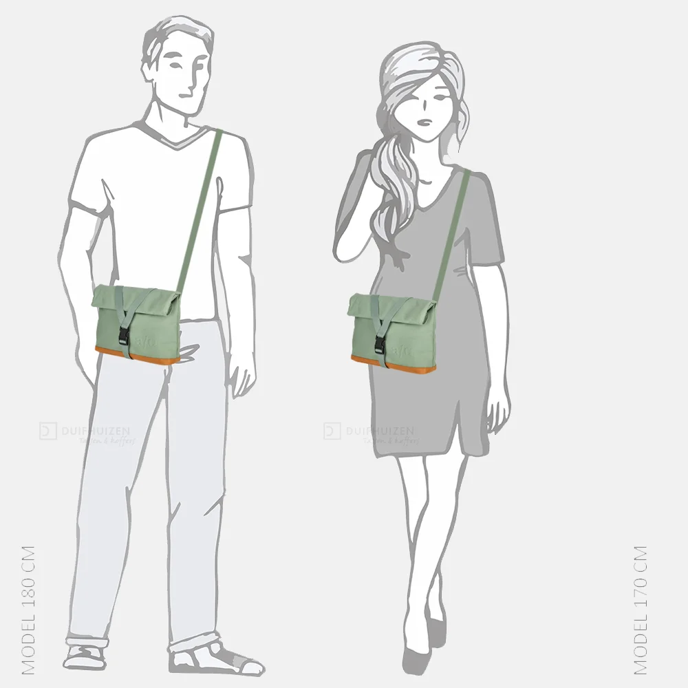 Aunts and Uncles Japan Yao rolltop crossbody tas sage green bij Duifhuizen