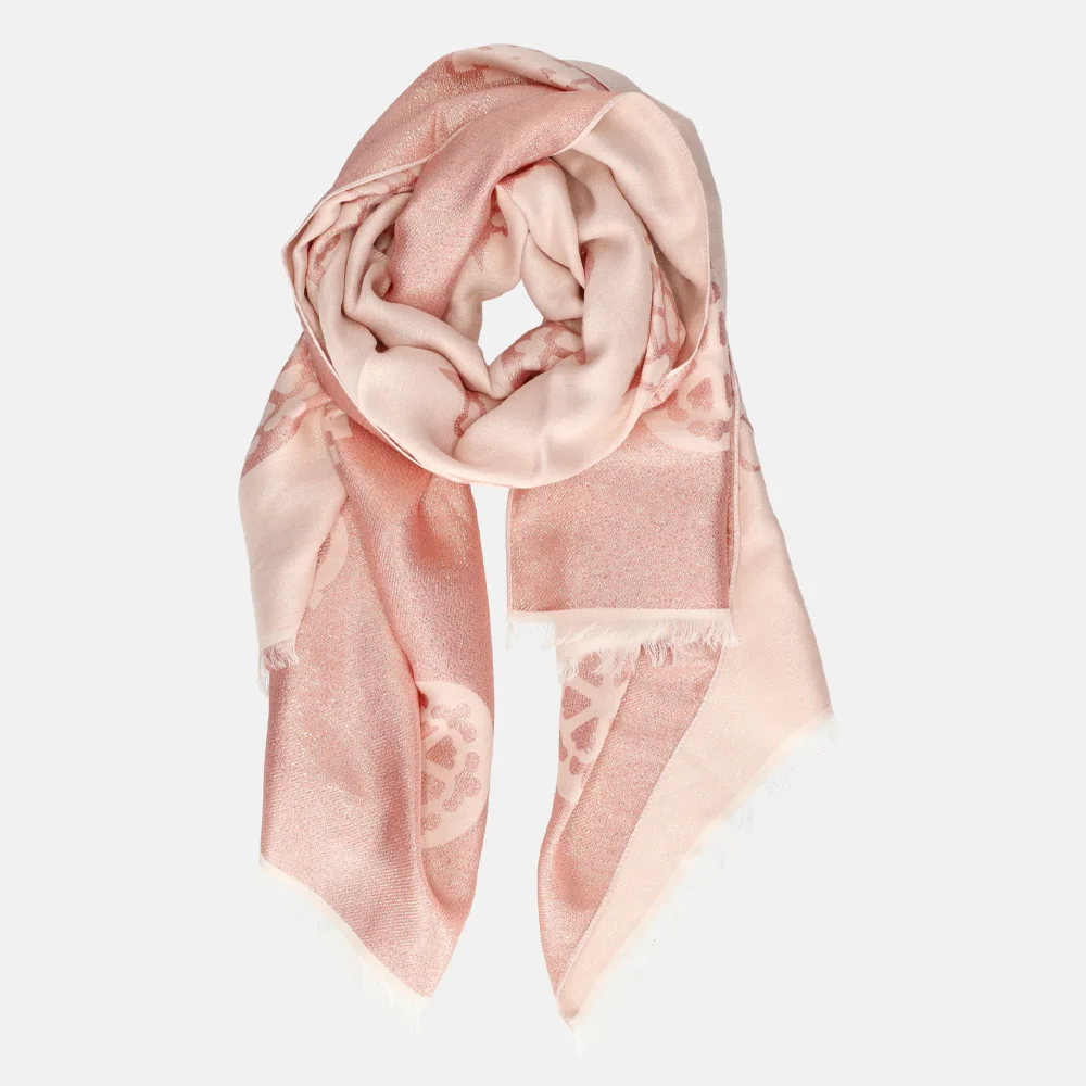 Guess Zalani sjaal L dusty rose logo bij Duifhuizen