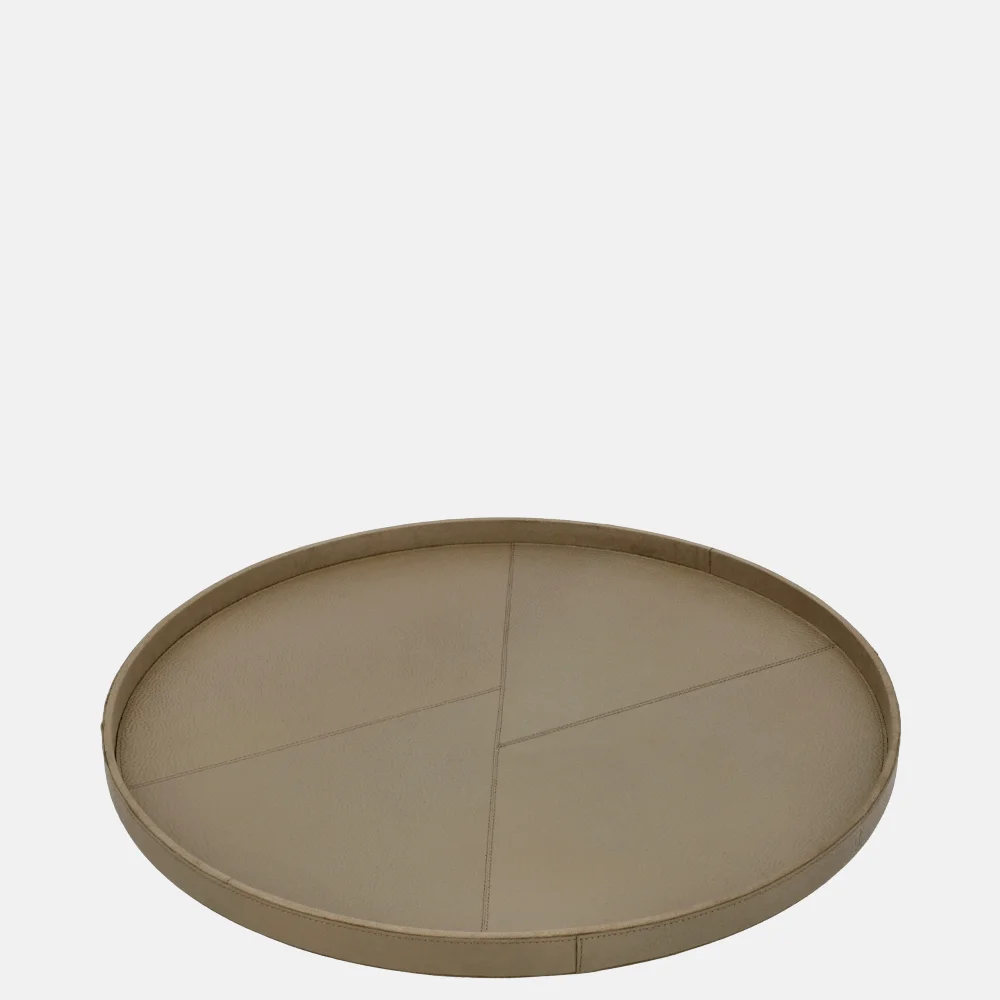 Chamada leren dienblad rond effen L taupe bij Duifhuizen