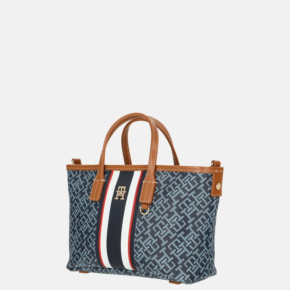 Tommy Hilfiger Monoplay mini shopper stripe blue mix bij Duifhuizen