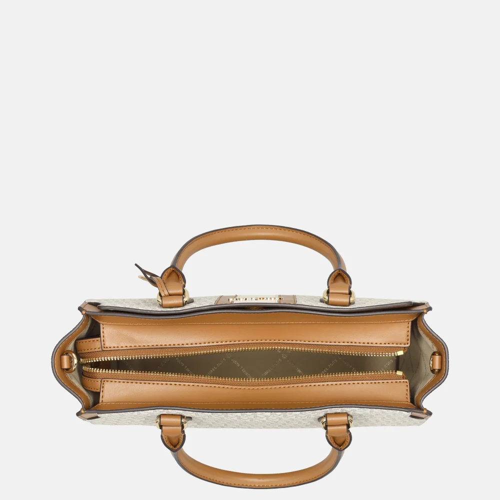 Michael Kors Becca satchel handtas M vanilla/acorn bij Duifhuizen