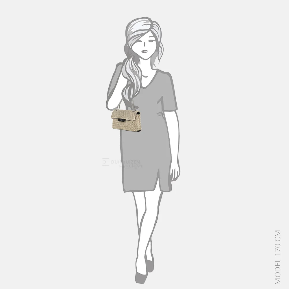 Charm London Raffia schoudertas zwart beige bij Duifhuizen