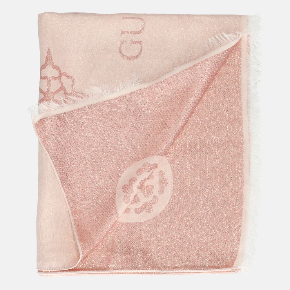 Guess Zalani sjaal L dusty rose logo bij Duifhuizen
