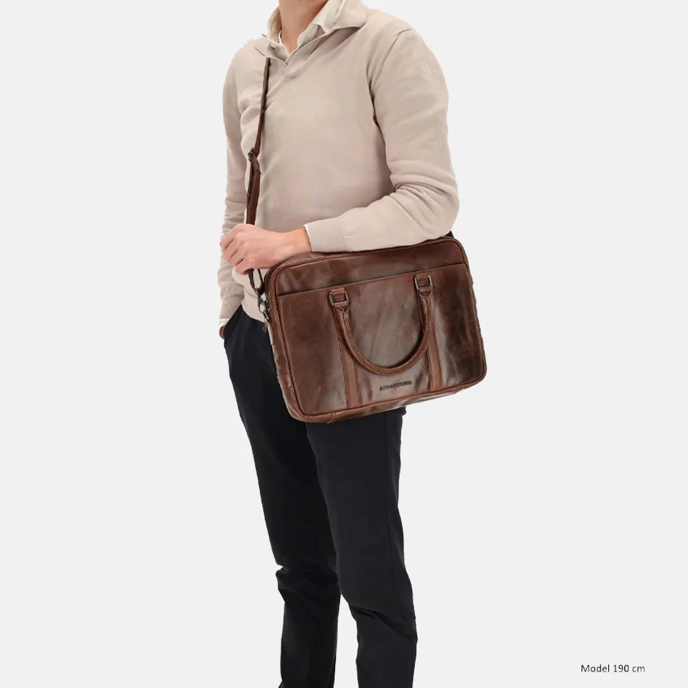 Hide & Stitches Next Navajo laptoptas 14 inch bruin bij Duifhuizen