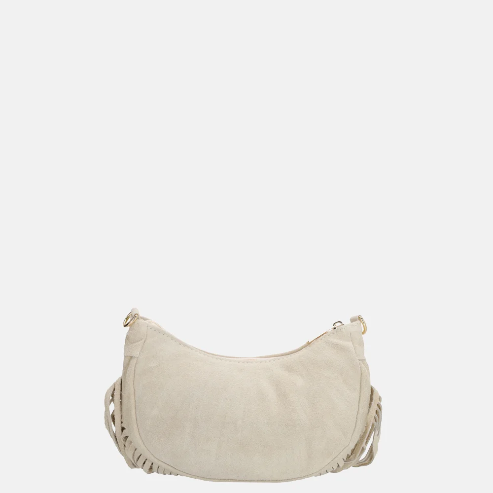 Charm London suède crossbody tas S franjes zand bij Duifhuizen