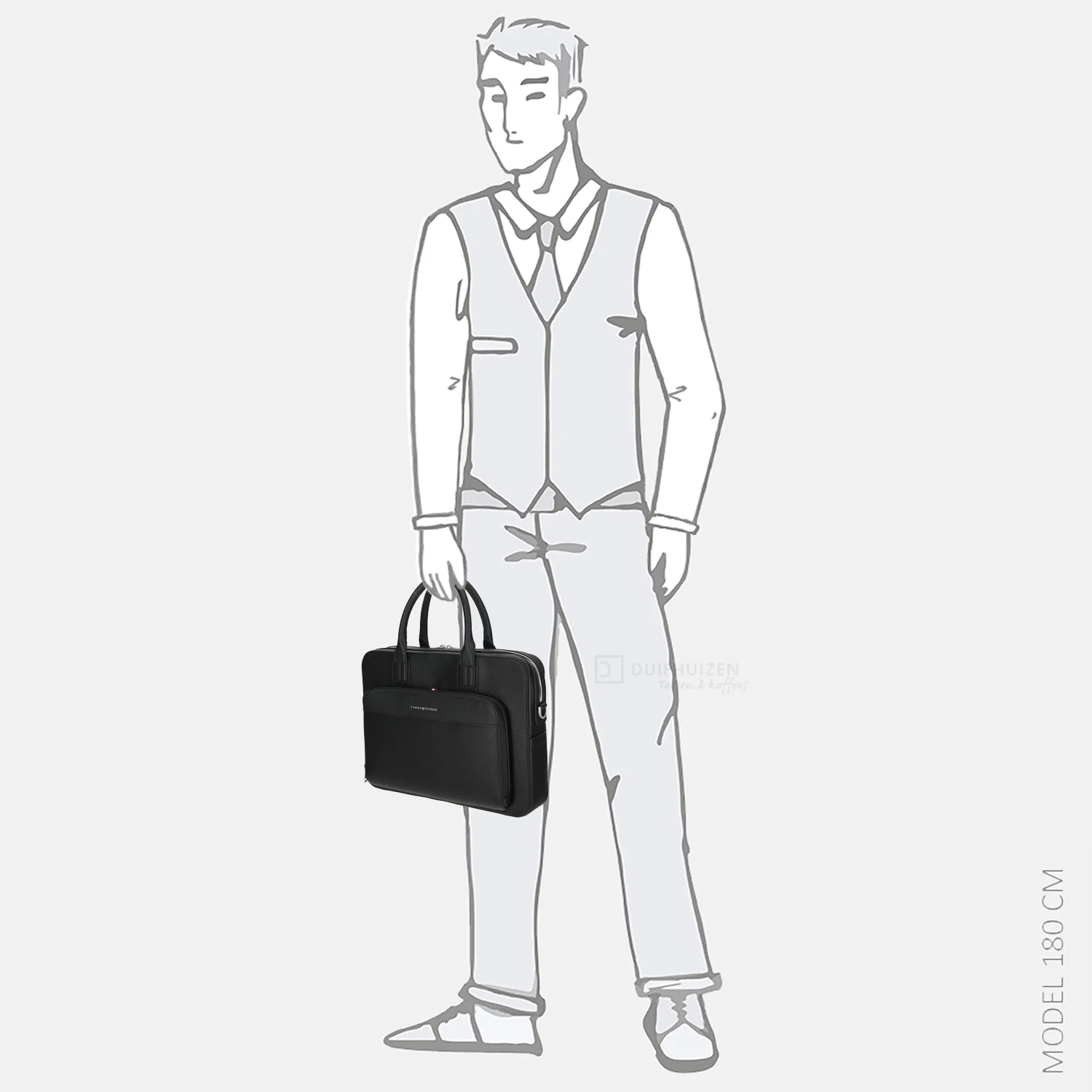 Tommy Hilfiger central slim computer bag laptoptas black bij Duifhuizen