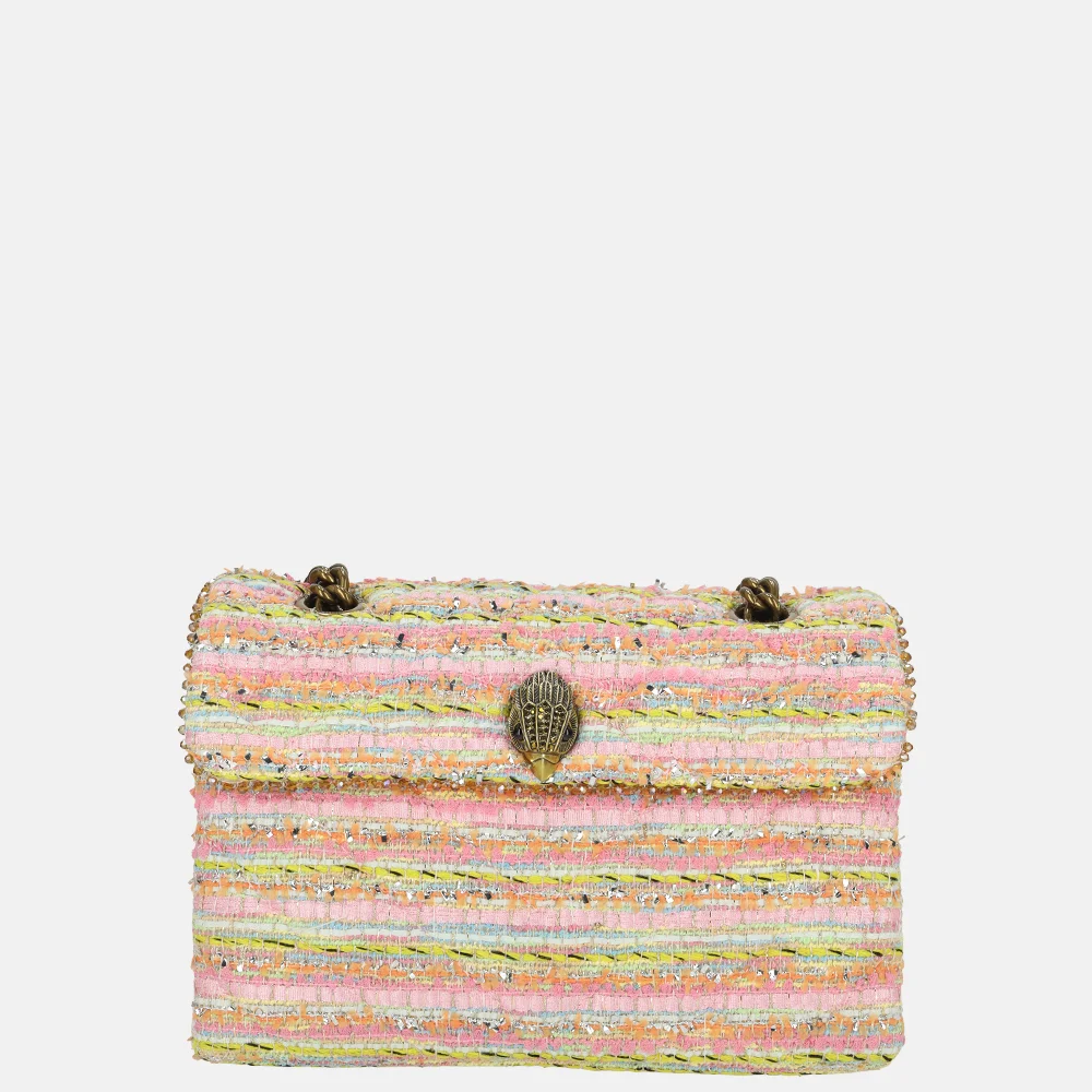 Kurt Geiger Kensington schoudertas tweed M pink comb bij Duifhuizen