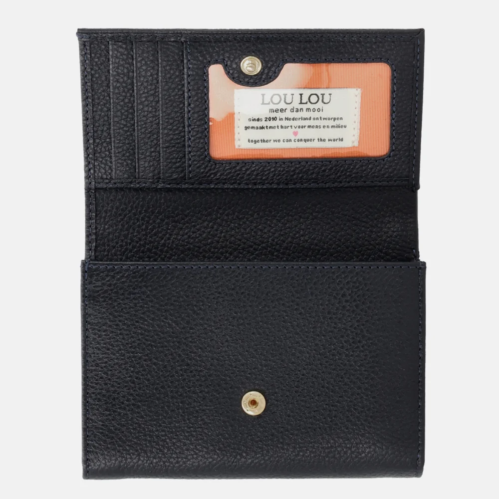 Loulou Essentiels Petite Fleur portemonnee S dark blue bij Duifhuizen
