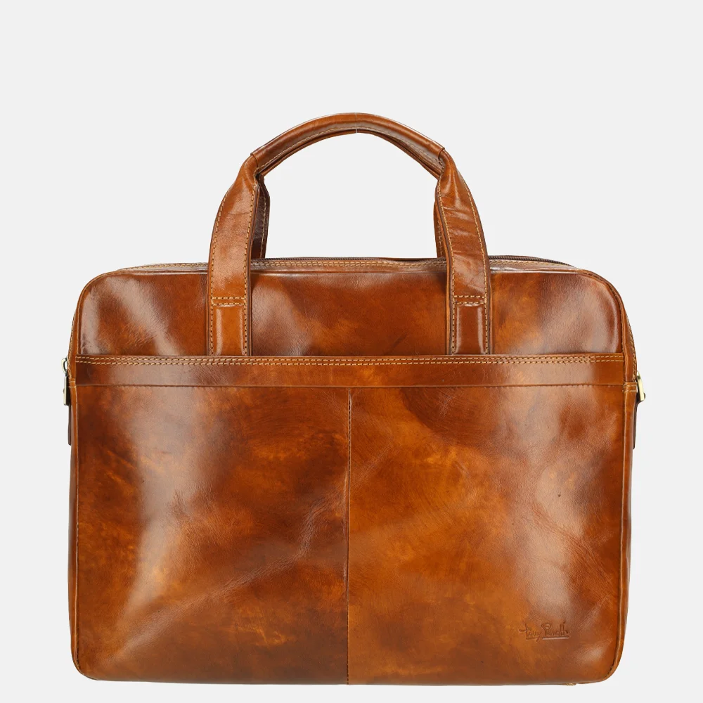 Tony Perotti van Gogh laptoptas 15 inch cognac bij Duifhuizen