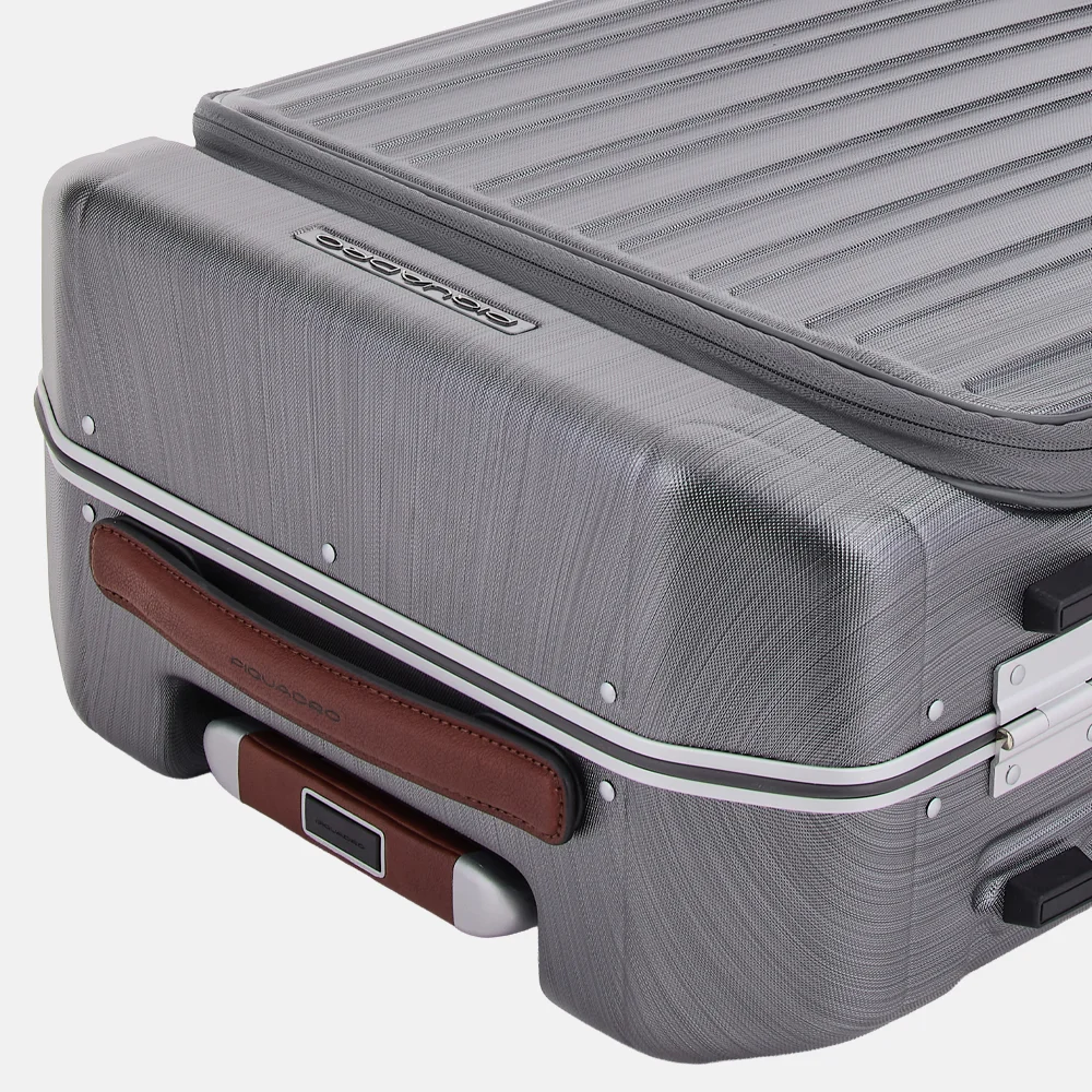 Piquadro handbagage koffer met voorvak 55 cm ncu nero bij Duifhuizen