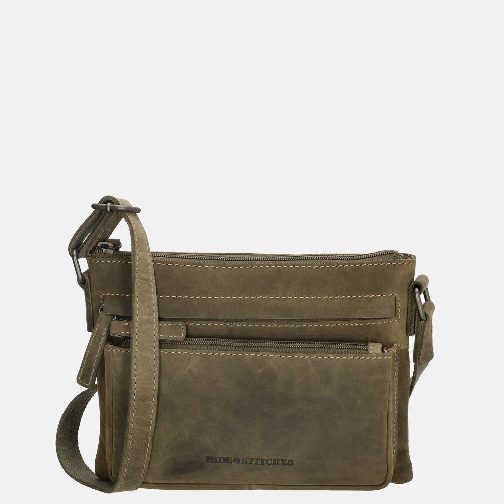 Hide & Stitches Idaho crossbody tas olijfgroen