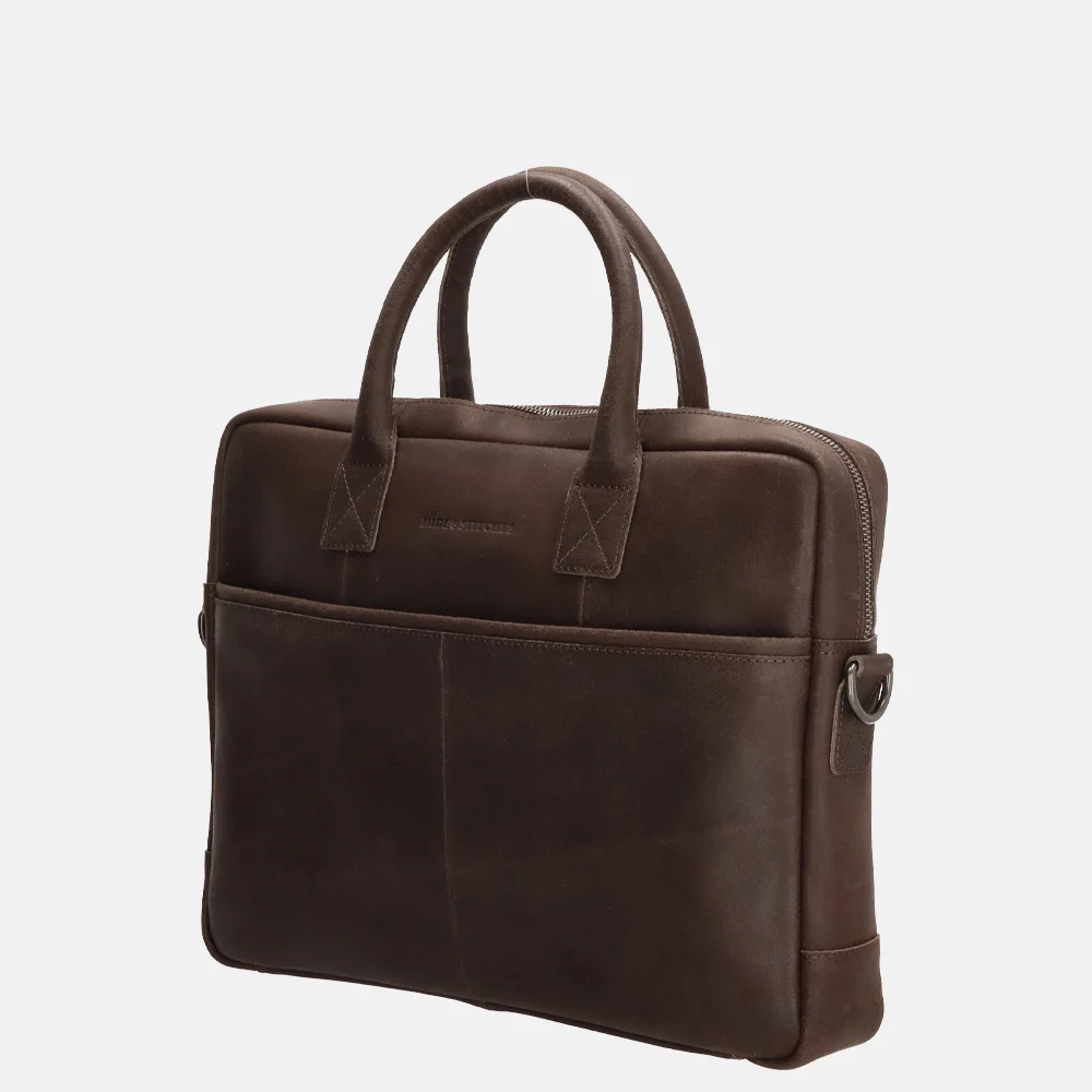 Hide & Stitches Wolga laptoptas 15.6 inch donkerbruin bij Duifhuizen