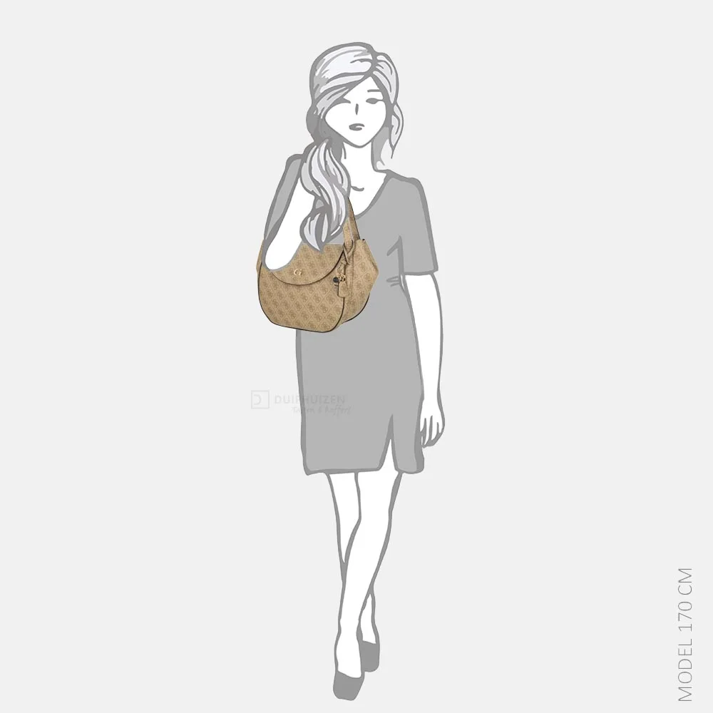 Guess Coleen schoudertas latte logo bij Duifhuizen