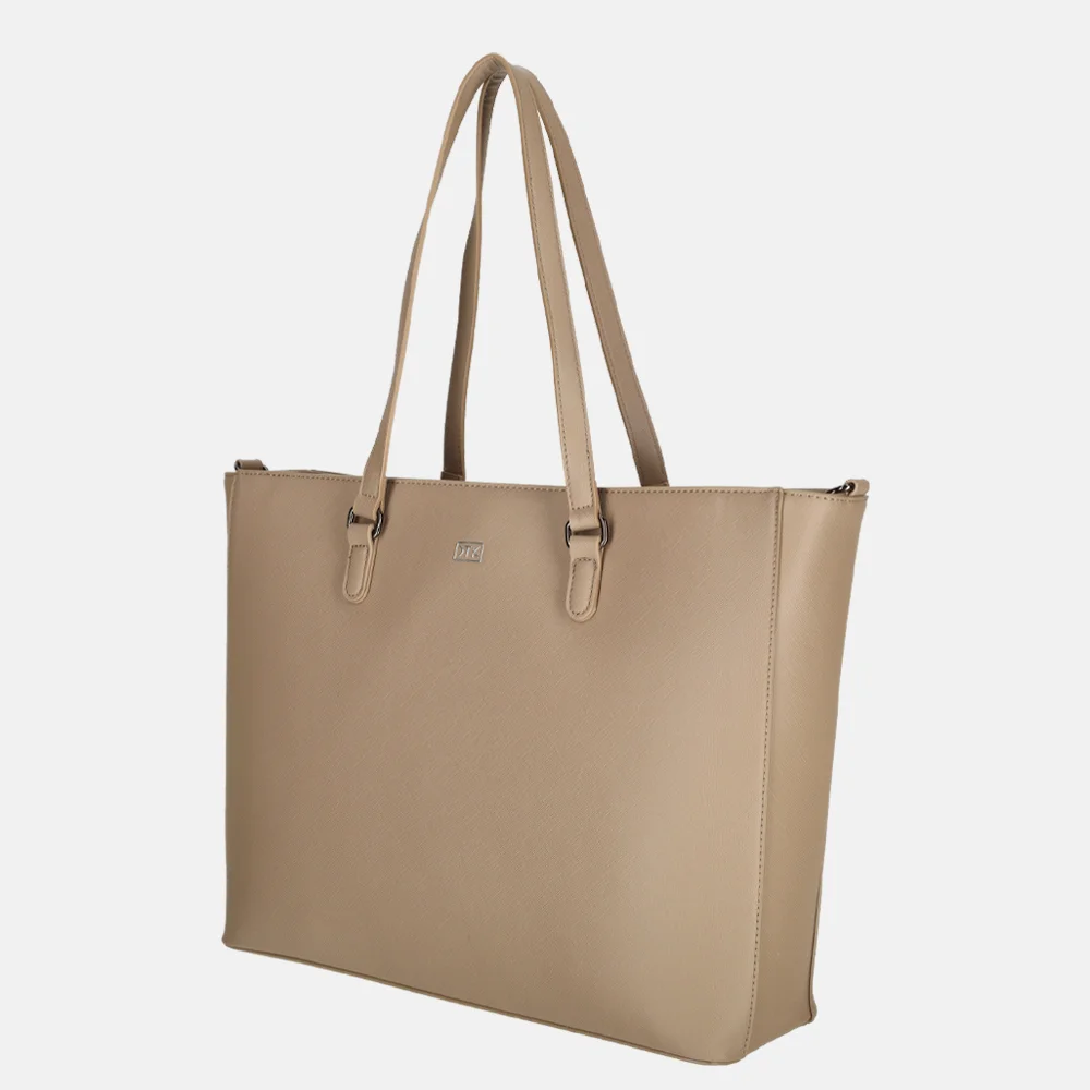 Duifhuizen Saffiano shopper L taupe bij Duifhuizen