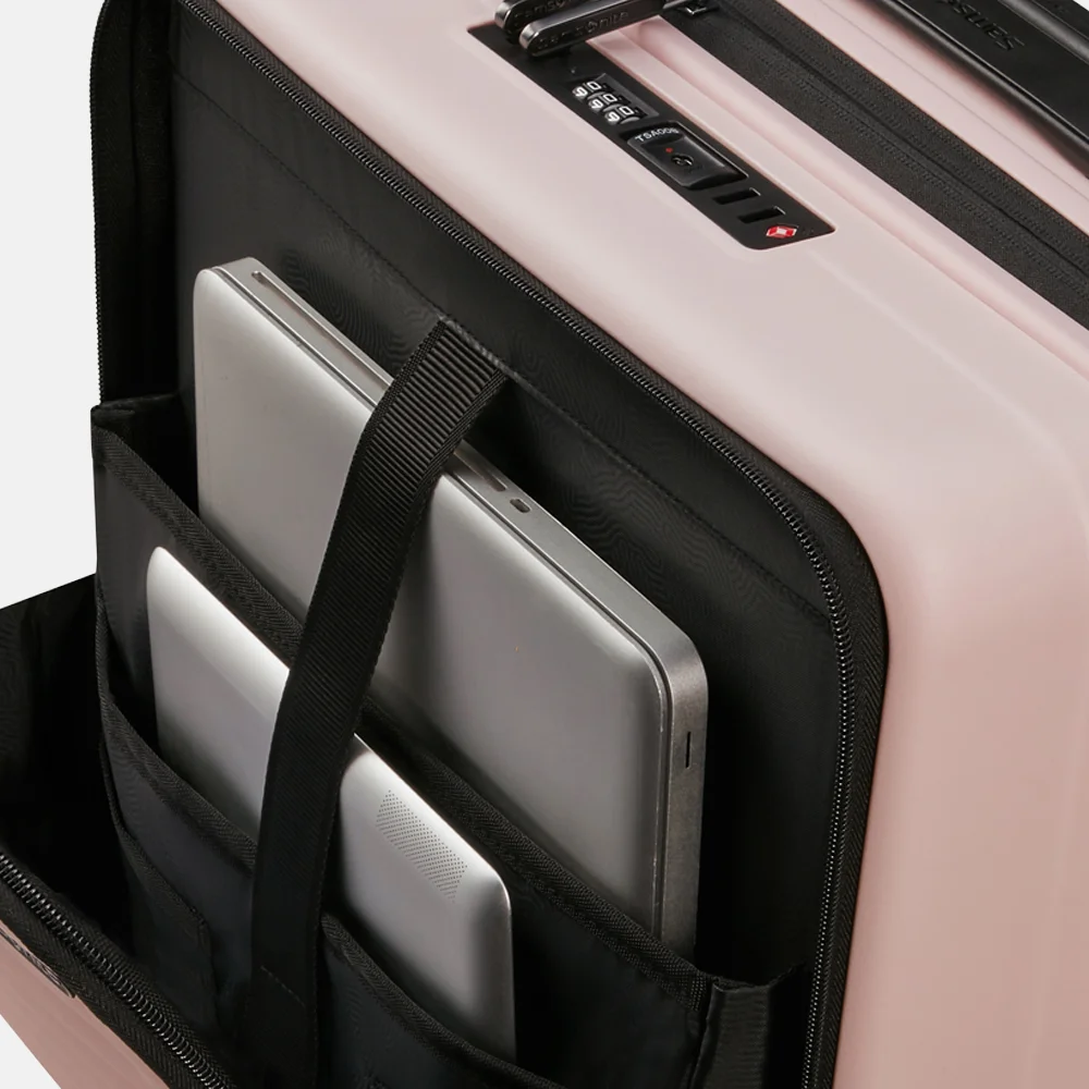 Samsonite Restackd frontpocket handbagage koffer 55 cm rose bij Duifhuizen