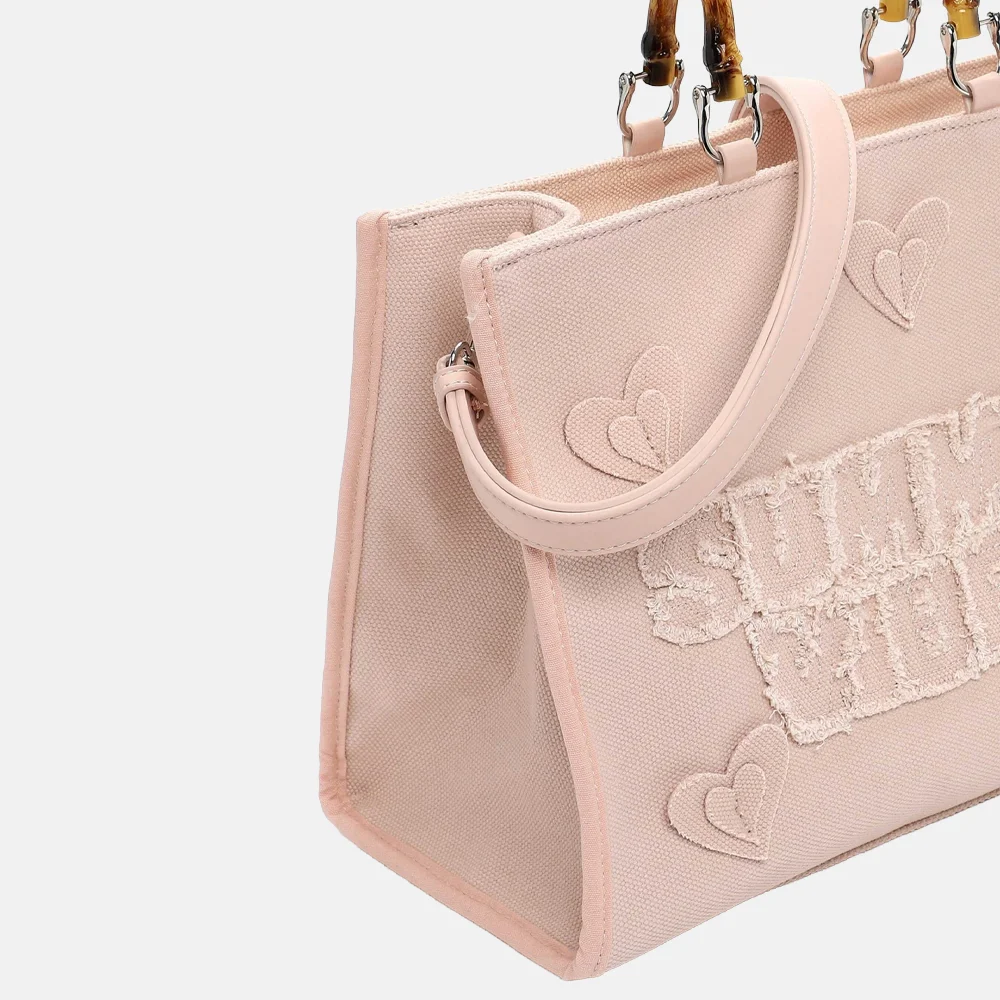 Emily & Noah Joelle summer vibes handtas canvas bambo light rose bij Duifhuizen