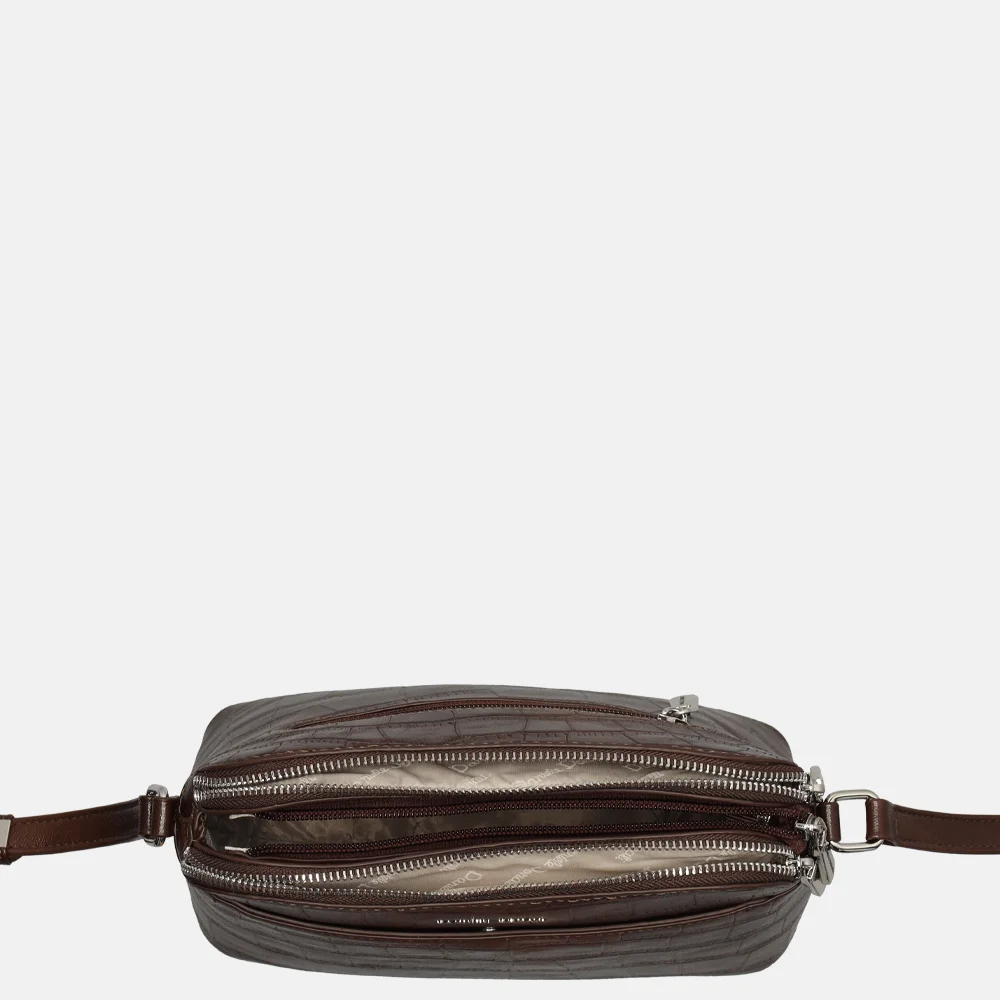 Daniele Donati crossbody tas croco dark brown bij Duifhuizen