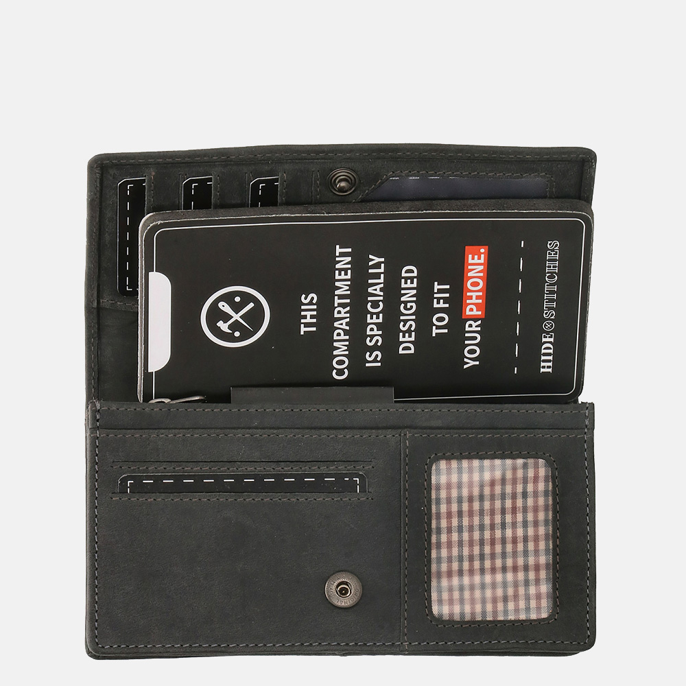 Hide & Stitches Idaho portemonnee black bij Duifhuizen