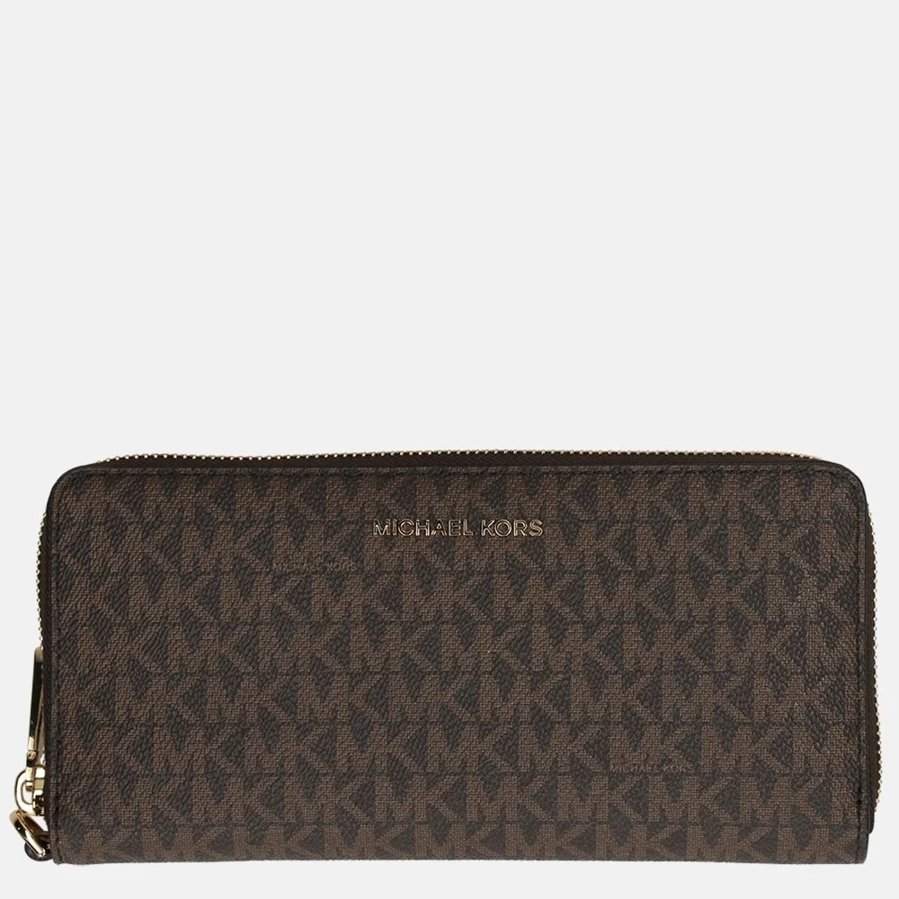 Michael Kors Jet Set ritsportemonnee brown  bij Duifhuizen