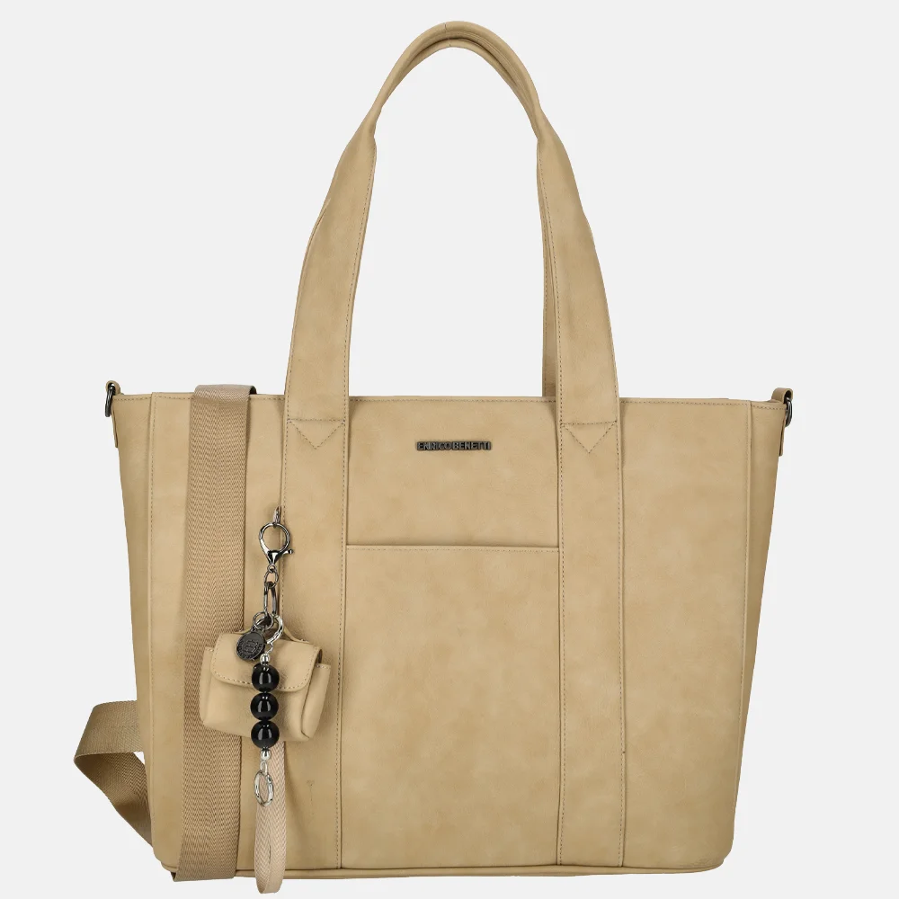 Enrico Benetti Taylor shopper 15 inch taupe bij Duifhuizen