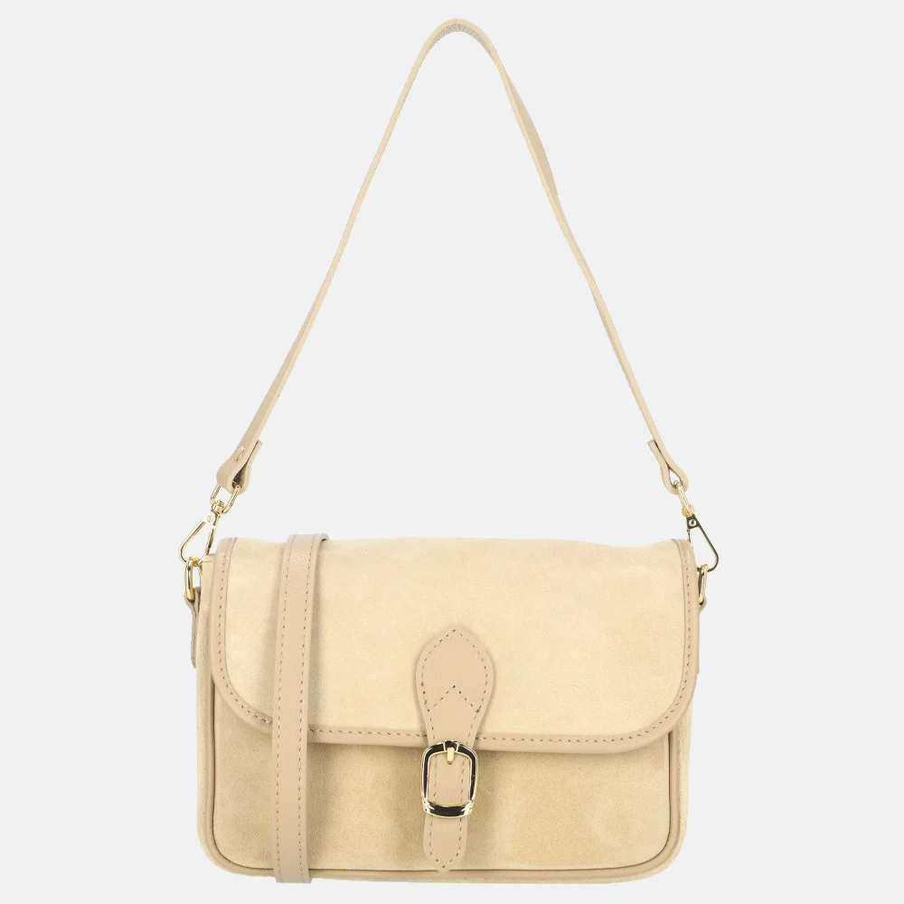 Charm London flap crossbody tas suede lichttaupe