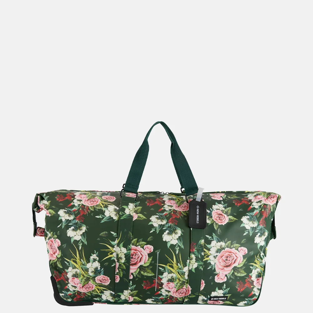 New Rebels Flora duffle reistas op wielen dark green