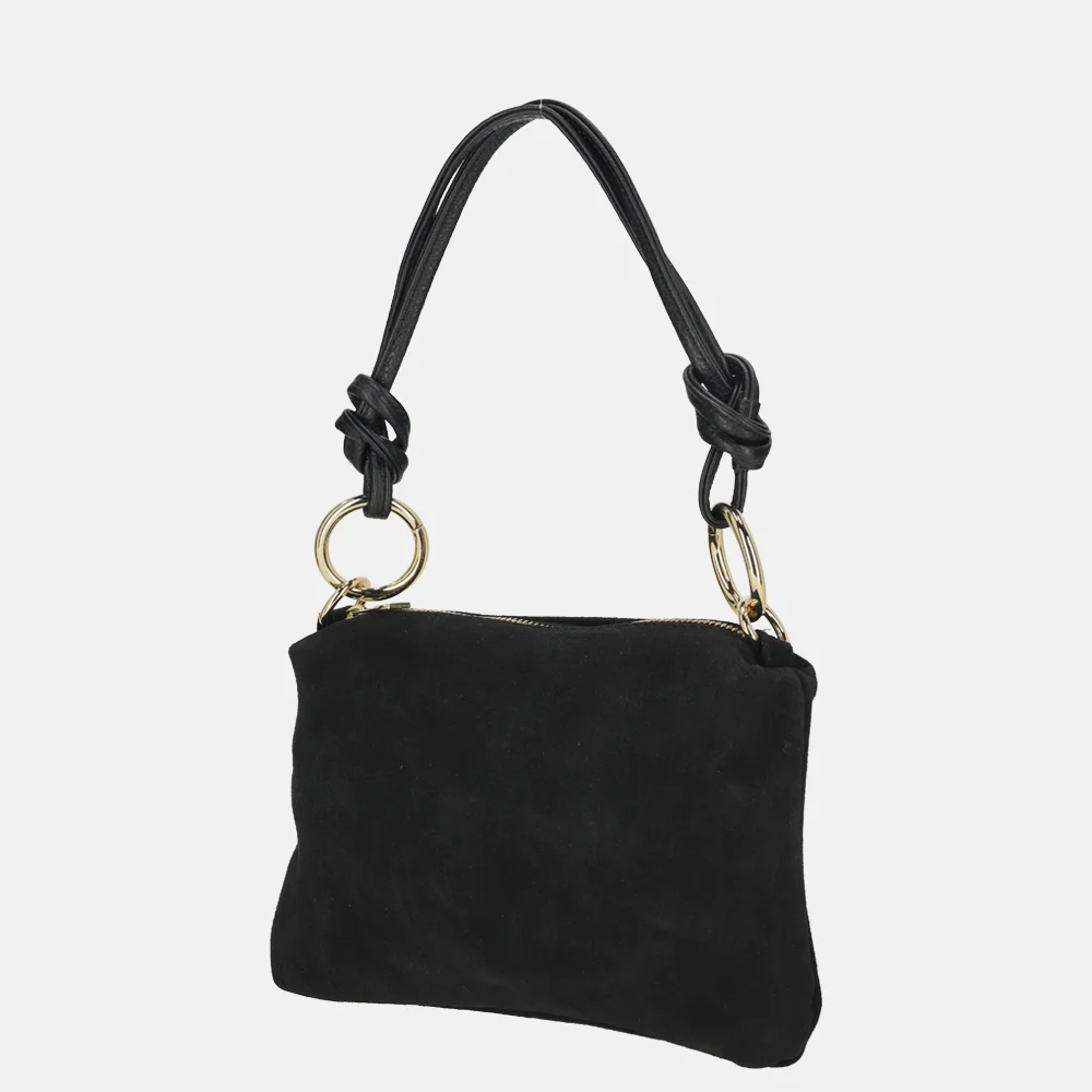 Charm London crossbody tas suede zwart bij Duifhuizen