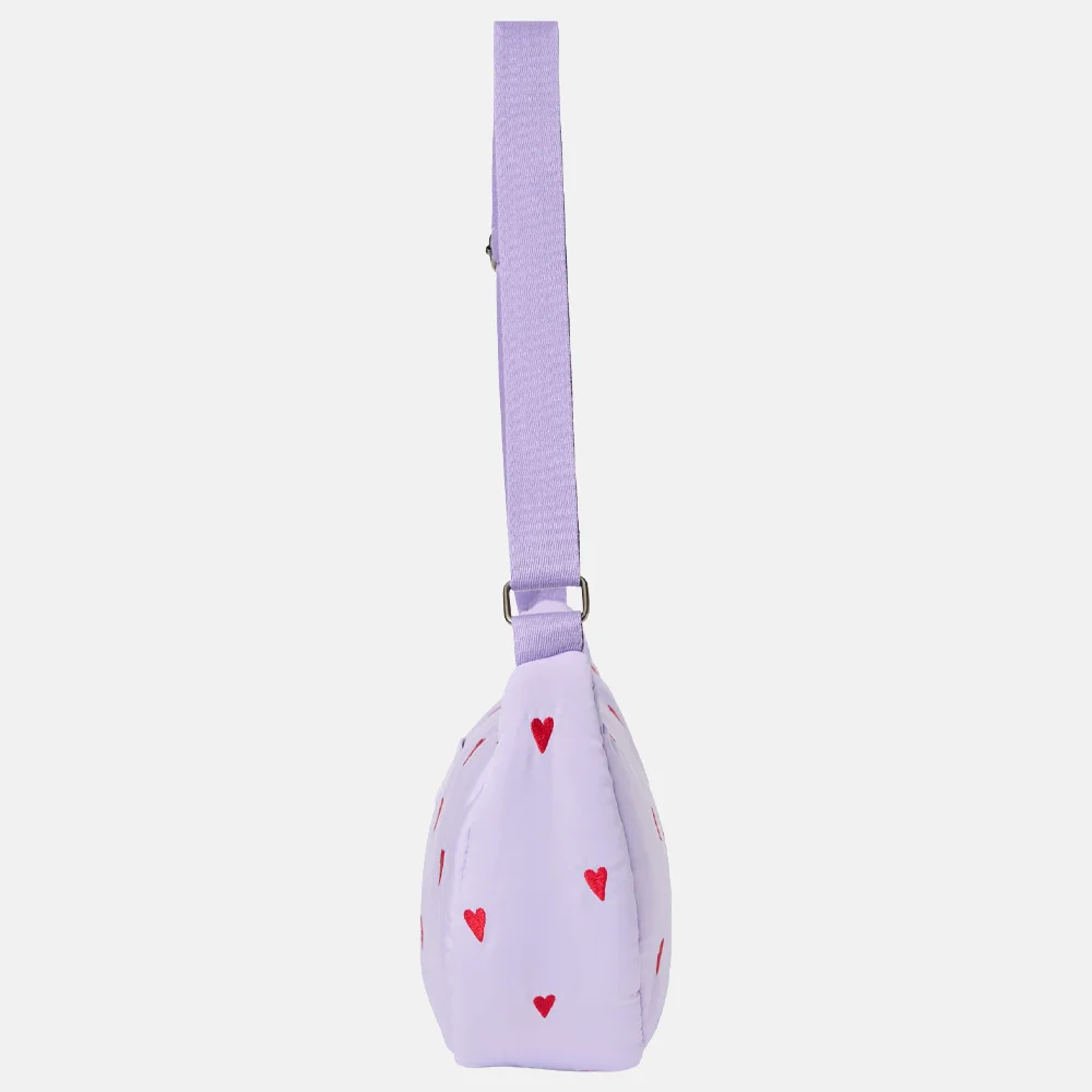 Studio Noos Puffy Adult Fanny Pack crossbody tas purple hearts bij Duifhuizen